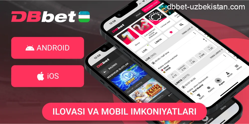 DBbet mobil ilova va funksiyalar