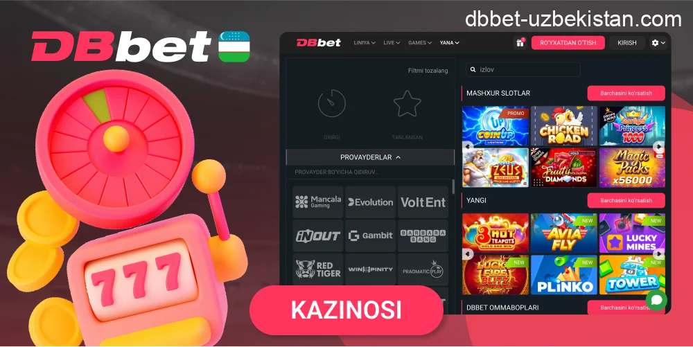 DBbet kazino o‘yinlari tanlovi
