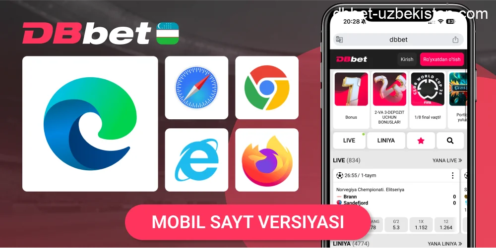 DBbet mobil sayt imkoniyatlari va qulayliklari