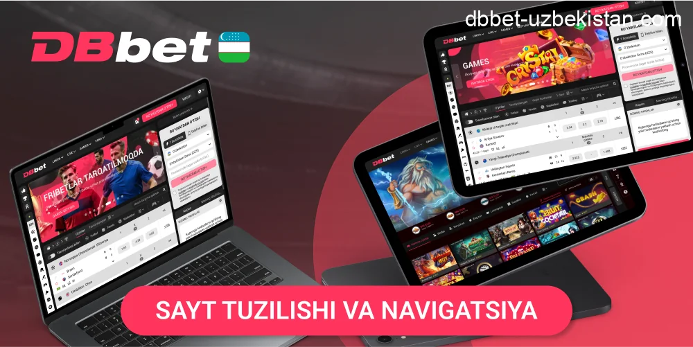 DBbet sayt tuzilmasi va menyu