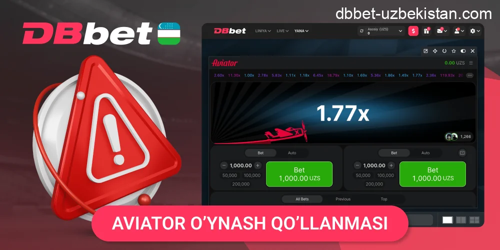 DBbet Aviator o‘ynash bosqichlari