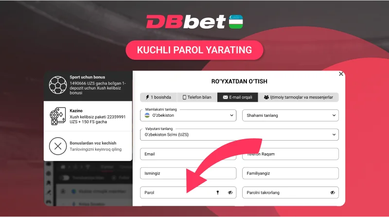 DBbet hisob uchun xavfsiz parol