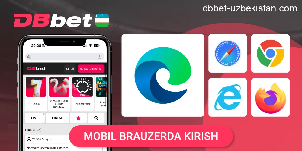 DBbet mobil brauzer versiyasi